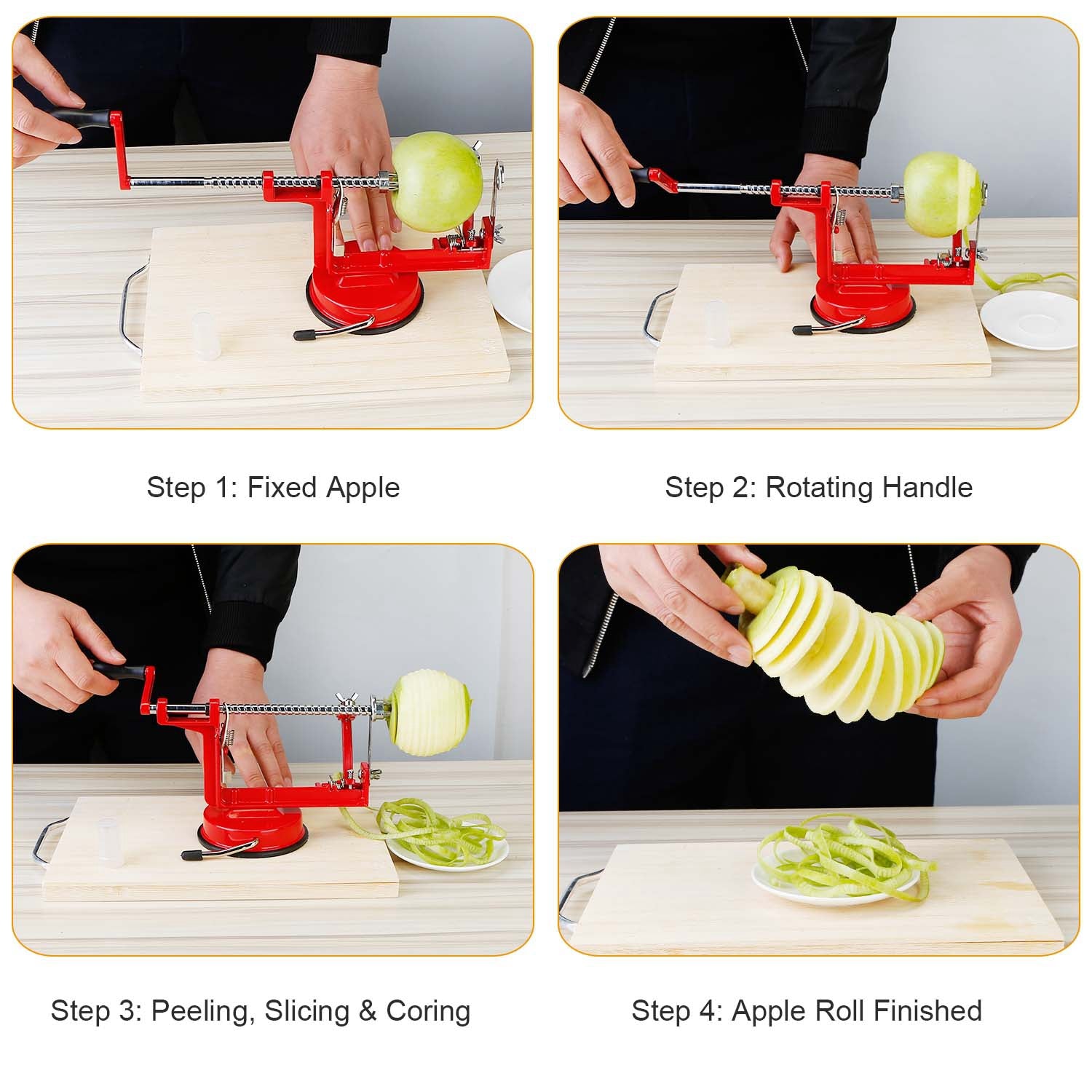 3 In 1 Fruit Peeler Manual Rotation Potato Fruit Core Slicer Kitchen Hand Cracking Corer With Zinc Alloy Peeler Suction Base