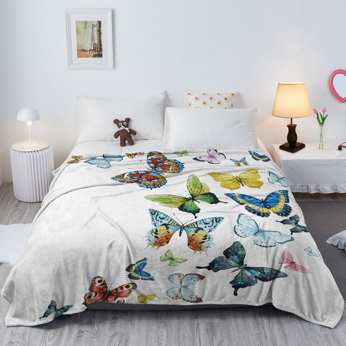 1pc Colorful Butterfly Printed Blanket, Skin Friendly Soft Casual Blanket, Cover Blanket, Multi Scene Warm Decorative Blanket, Suitable For All Seasons