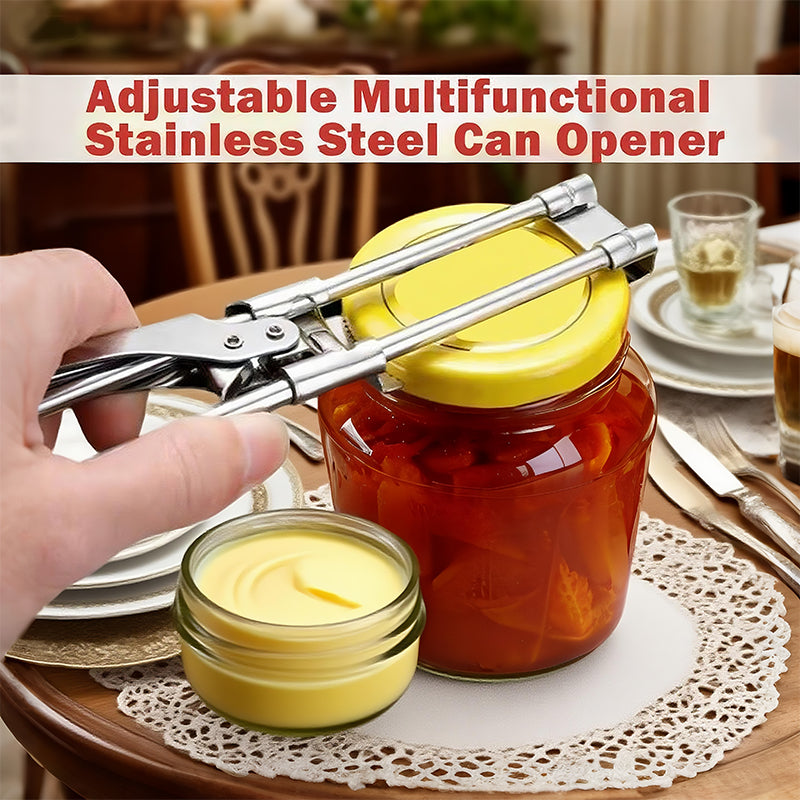 Multifunctional Adjustable Can Jar Opener Opener For Weak Hands, Stainless Steel Jar Lid Opener Bottle Opener Tool For Seniors With Arthritis Stainless Steel Multi Kitchen Portable Metal Utensils Gl