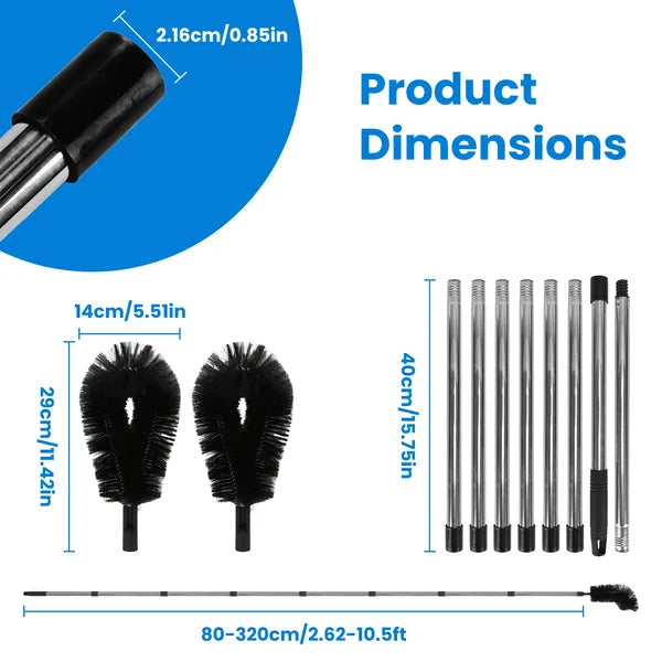 11.5FT Gutter Cleaning Brush With Telescoping Handle Rain Gutter Cleaner Extendable Gutter Cleaning Tool From The Ground With 2 Angled Brushes Anti-slip Gloves Goggles GPCT5351